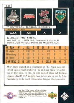 2000 SP Top Prospects #58 Guillermo Mota Back