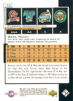2000 SP Top Prospects #73 Brad Penny Back