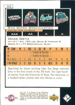 2000 SP Top Prospects #92 Omar Ortiz Back
