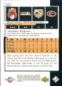 2000 SP Top Prospects #107 Jacobo Sequea Back