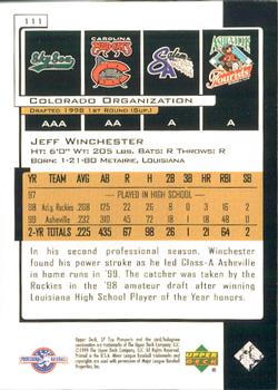 2000 SP Top Prospects #111 Jeff Winchester Back