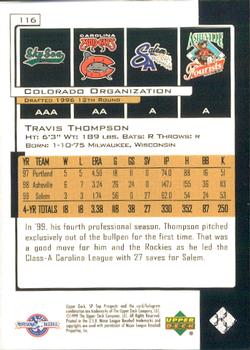 2000 SP Top Prospects #116 Travis Thompson Back