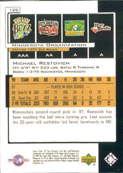 2000 SP Top Prospects #125 Michael Restovich Back