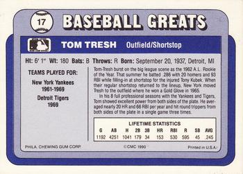 1990 Swell Baseball Greats #17 Tom Tresh Back