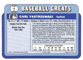 1990 Swell Baseball Greats #5 Carl Yastrzemski Back