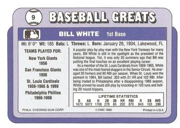 1990 Swell Baseball Greats #9 Bill White Back