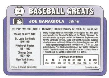 1990 Swell Baseball Greats #14 Joe Garagiola Back