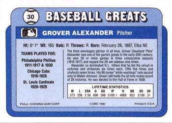 1990 Swell Baseball Greats #30 Grover Cleveland Alexander Back
