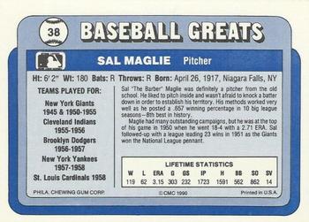 1990 Swell Baseball Greats #38 Sal Maglie Back