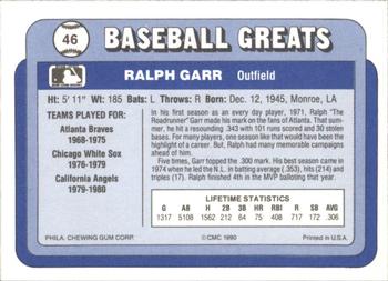 1990 Swell Baseball Greats #46 Ralph Garr Back