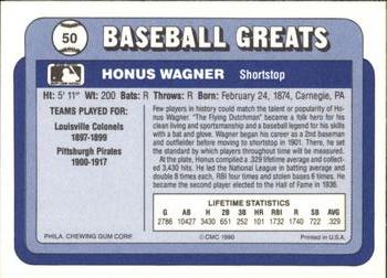 1990 Swell Baseball Greats #50 Honus Wagner Back