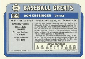 1990 Swell Baseball Greats #69 Don Kessinger Back