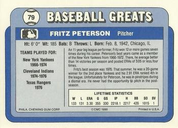 1990 Swell Baseball Greats #79 Fritz Peterson Back