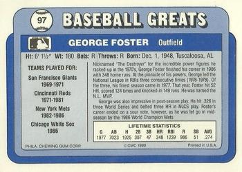 1990 Swell Baseball Greats #97 George Foster Back