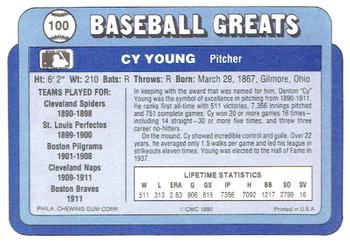 1990 Swell Baseball Greats #100 Cy Young Back