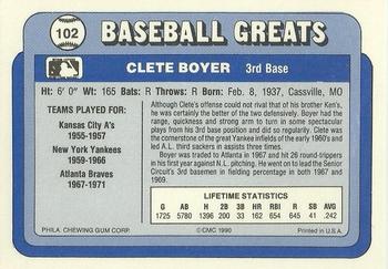 1990 Swell Baseball Greats #102 Clete Boyer Back