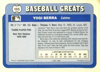1990 Swell Baseball Greats #105 Yogi Berra Back