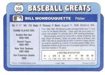 1990 Swell Baseball Greats #106 Bill Monbouquette Back