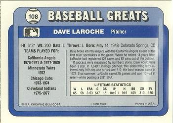 1990 Swell Baseball Greats #108 Dave LaRoche Back