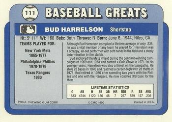 1990 Swell Baseball Greats #111 Bud Harrelson Back