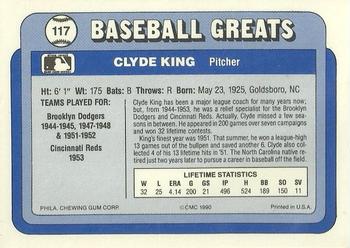 1990 Swell Baseball Greats #117 Clyde King Back