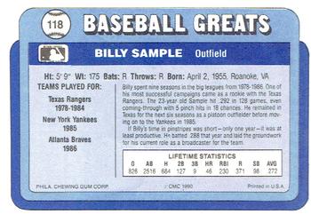1990 Swell Baseball Greats #118 Billy Sample Back