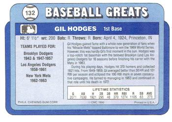 1990 Swell Baseball Greats #132 Gil Hodges Back