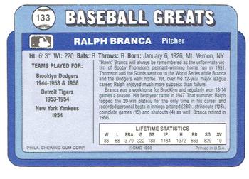 1990 Swell Baseball Greats #133 Ralph Branca Back