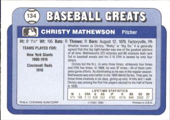 1990 Swell Baseball Greats #134 Christy Mathewson Back