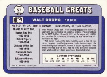 1990 Swell Baseball Greats #57 Walt Dropo Back