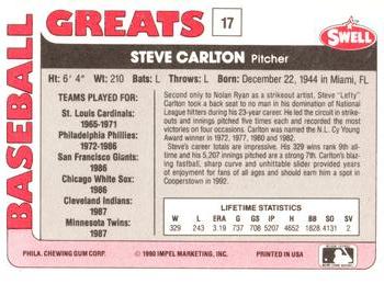 1991 Swell Baseball Greats #17 Steve Carlton Back