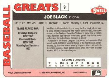 1991 Swell Baseball Greats #9 Joe Black Back