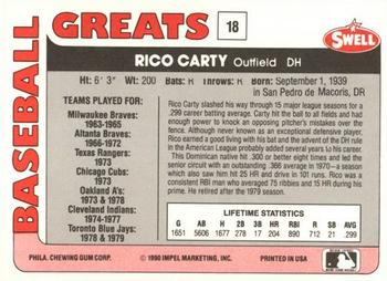 1991 Swell Baseball Greats #18 Rico Carty Back