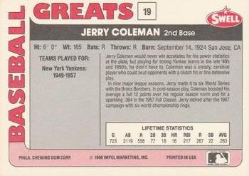 1991 Swell Baseball Greats #19 Jerry Coleman Back