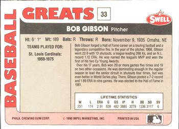 1991 Swell Baseball Greats #33 Bob Gibson Back