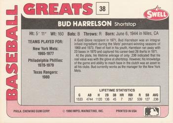 1991 Swell Baseball Greats #38 Bud Harrelson Back