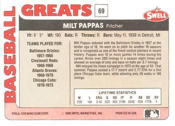1991 Swell Baseball Greats #69 Milt Pappas Back