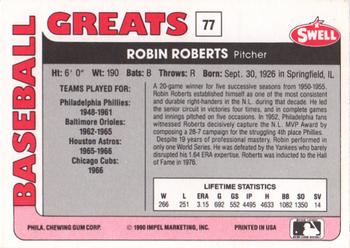 1991 Swell Baseball Greats #77 Robin Roberts Back