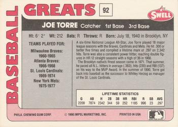 1991 Swell Baseball Greats #92 Joe Torre Back