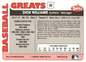 1991 Swell Baseball Greats #99 Dick Williams Back