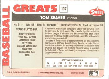 1991 Swell Baseball Greats #107 Tom Seaver Back