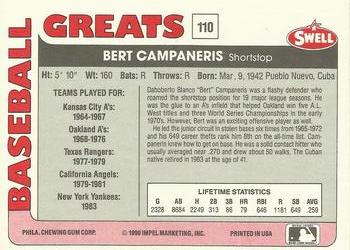 1991 Swell Baseball Greats #110 Bert Campaneris Back