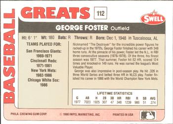 1991 Swell Baseball Greats #112 George Foster Back