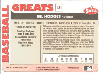 1991 Swell Baseball Greats #131 Gil Hodges Back
