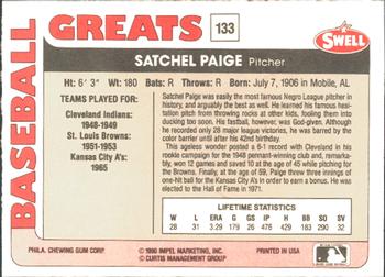 1991 Swell Baseball Greats #133 Satchel Paige Back