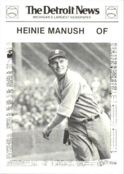 1981 Detroit News Detroit Tigers #82 Heinie Manush Front