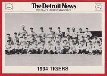 1981 Detroit News Detroit Tigers #13 1934 Tigers Front