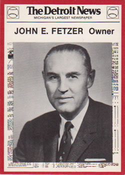 1981 Detroit News Detroit Tigers #81 John E. Fetzer Front
