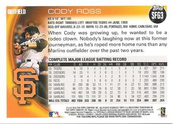2010 Topps San Francisco Giants World Series Champions #SFG3 Cody Ross Back
