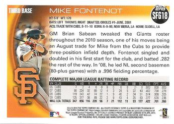 2010 Topps San Francisco Giants World Series Champions #SFG18 Mike Fontenot Back